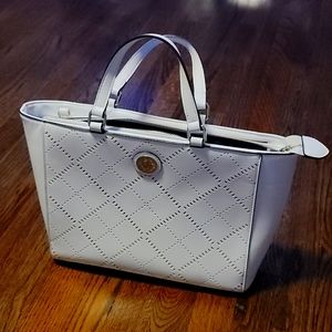 Anne Klein white faux leather purse with gold hardware